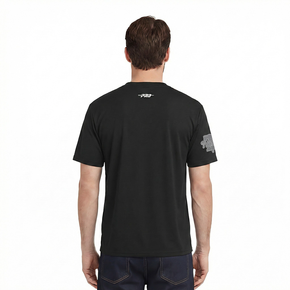 MLB PHILADELPHIA PHILLIES REVERSE FRENCH TERRY MEN'S COTTON JERSEY DROP SHOULDER TOP (BLACK)