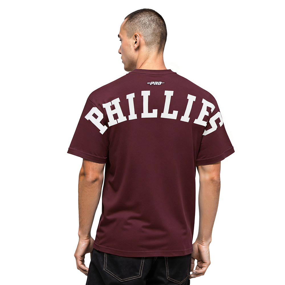 MLB PHILADELPHIA PHILLIES WINGSPAN MEN'S CJ DROP SHOULDER TEE (WINE)