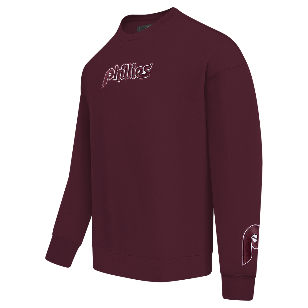 MLB PHILADELPHIA PHILLIES WINGSPAN MEN'S DROP SHOULDER FLEECE CREWNECK (WINE)
