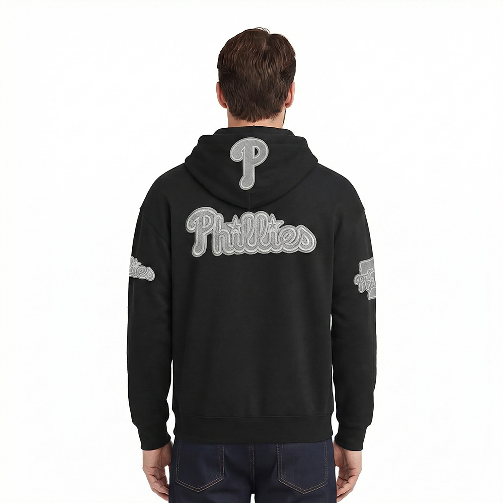 MLB PHILADELPHIA PHILLIES REVERSE FRENCH TERRY MEN'S DROP SHOULDER F (BLACK)