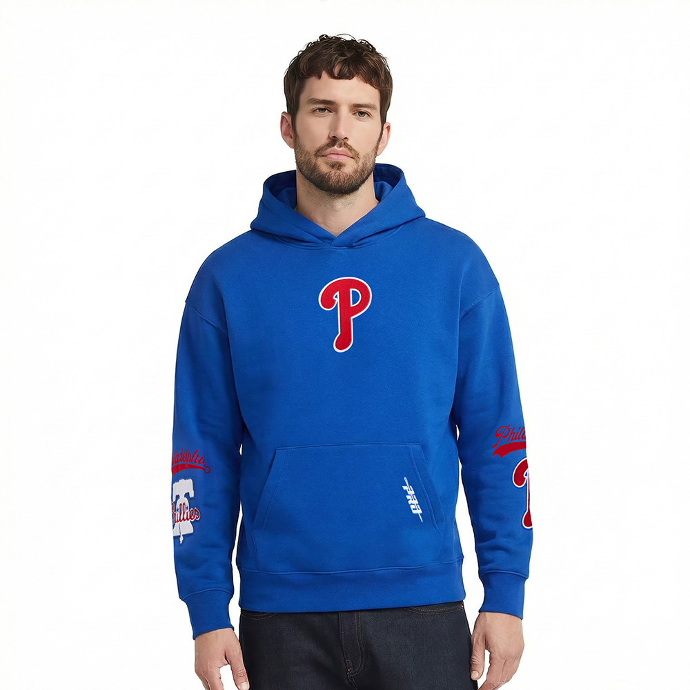 MLB PHILADELPHIA PHILLIES LIVING LARGE MEN'S DROP SHOULDER FLC PO HO (ROYAL BLUE)