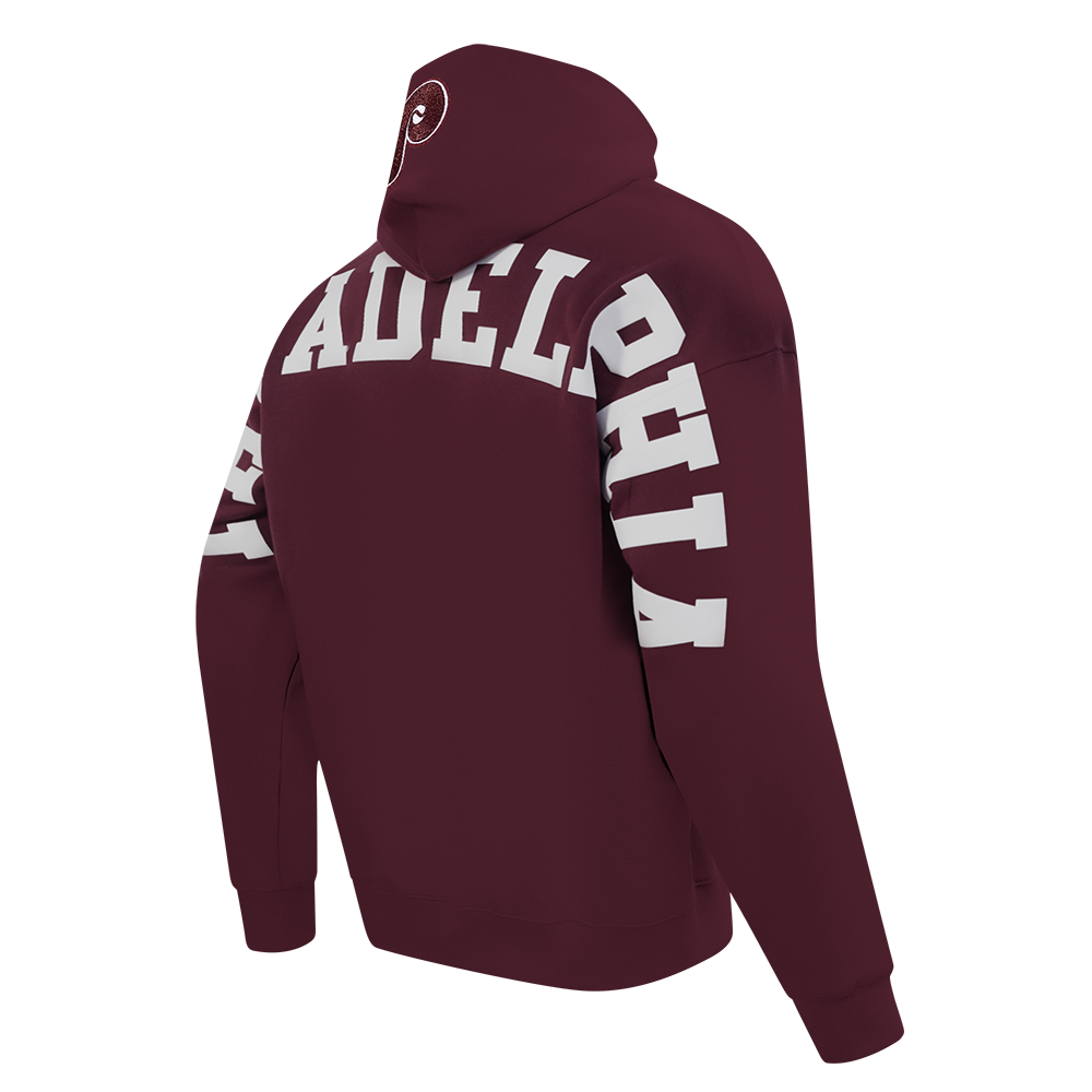 MLB PHILADELPHIA PHILLIES WINGSPAN MEN'S DROP SHOULDER FLC PO HOODIE (WINE)