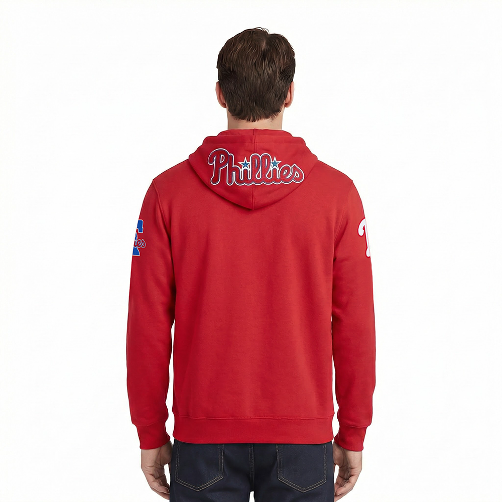 MLB PHILADELPHIA PHILLIES CLASSIC CHENILLE MEN'S DK FZ HOODIE (RED)