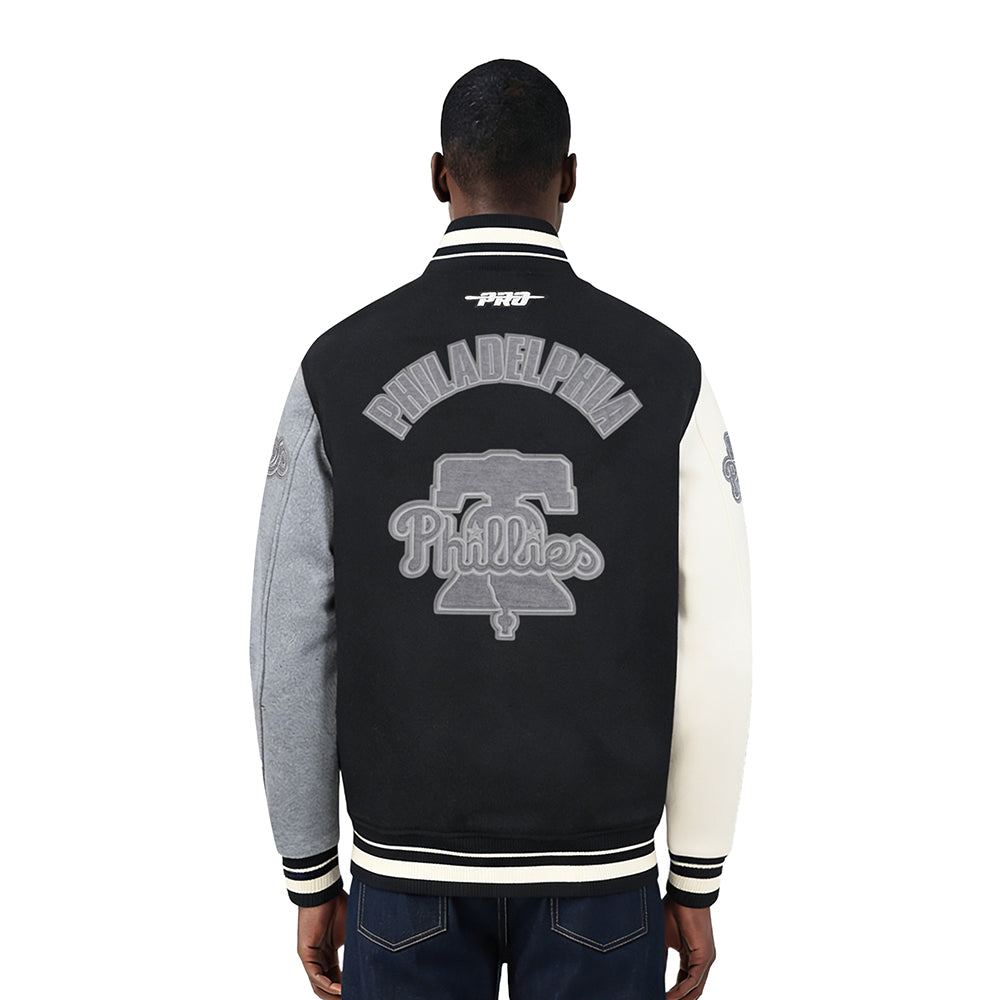 MLB PHILADELPHIA PHILLIES REVERSE FRENCH TERRY MEN'S CB WOOL VARSIT (BLACK/GRAY/EGGSHELL)