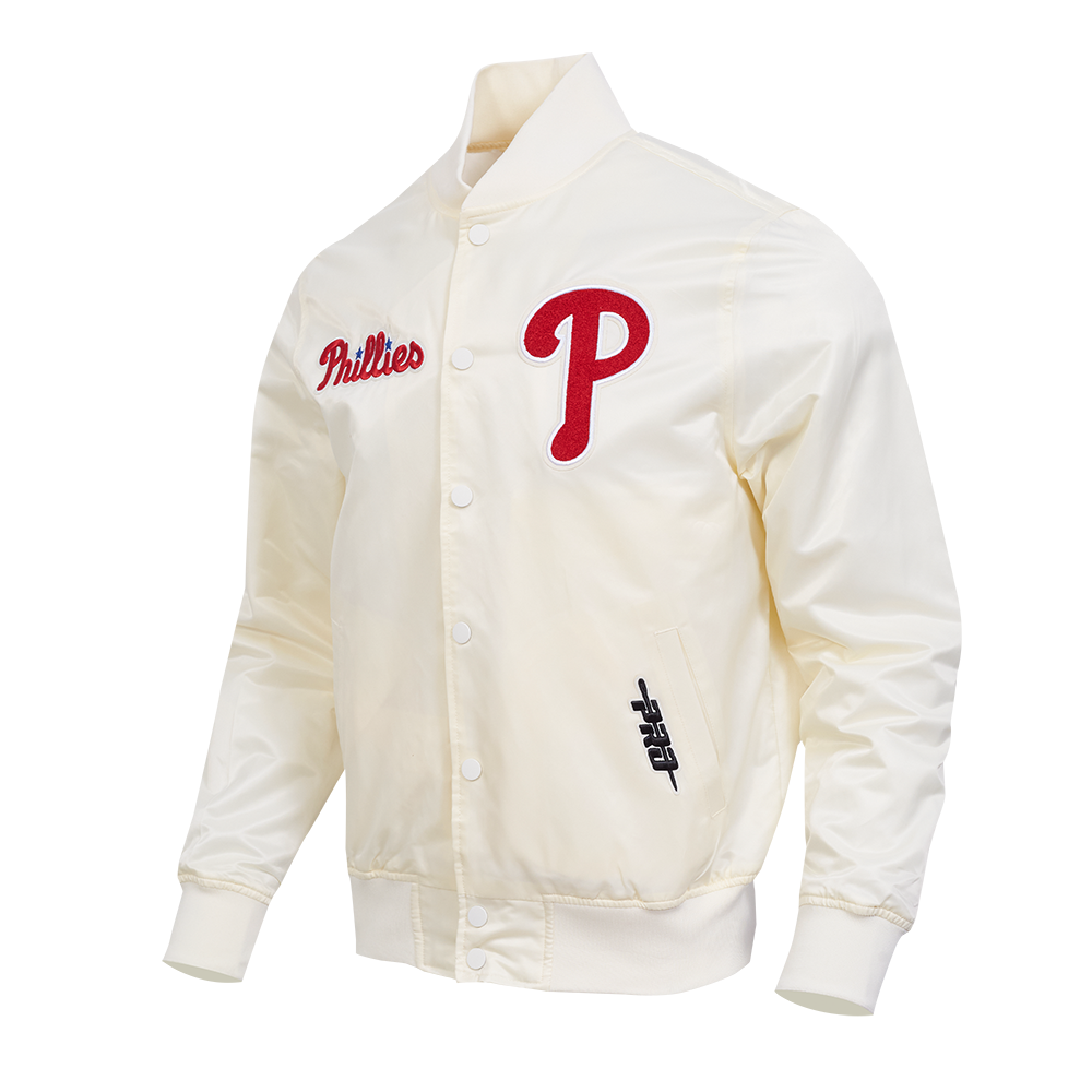 MLB PHILADELPHIA PHILLIES SOUVENIR MEN'S SATIN JACKET (EGGSHELL)