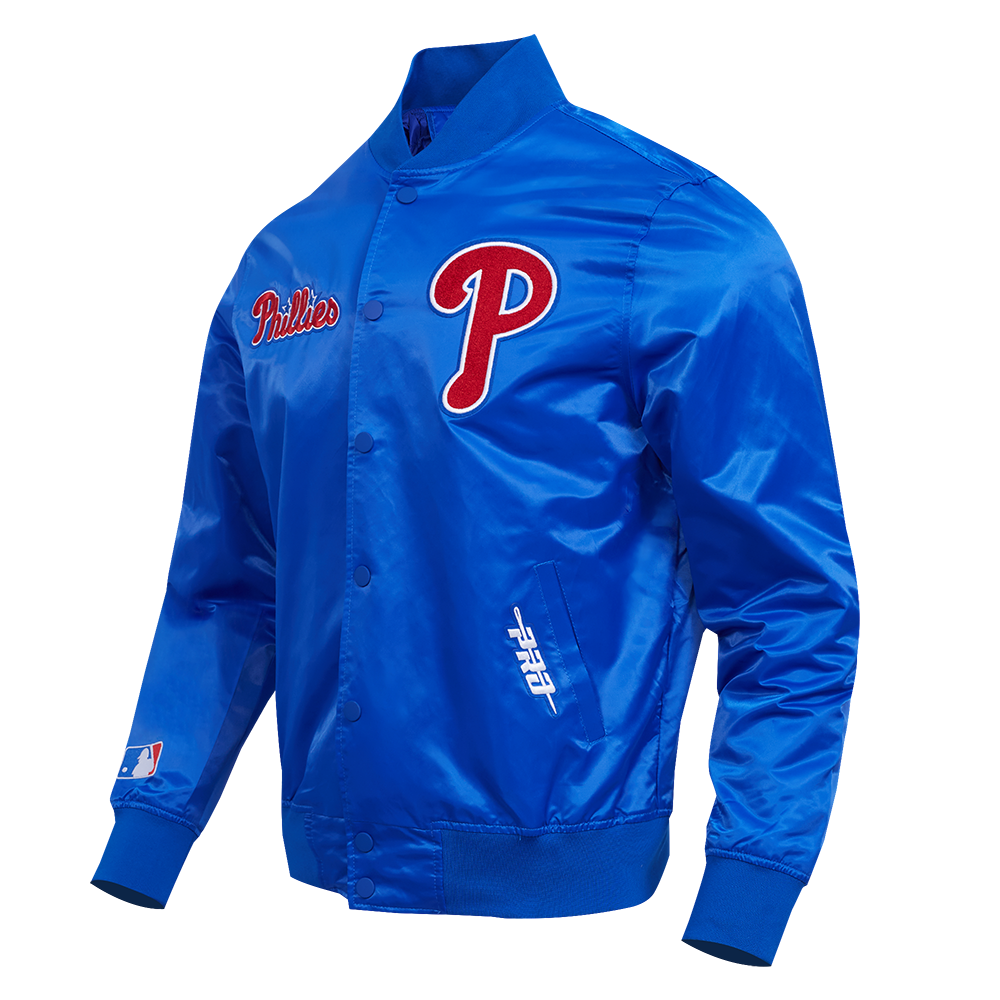 MLB PHILADELPHIA PHILLIES SOUVENIR MEN'S SATIN JACKET (ROYAL BLUE)