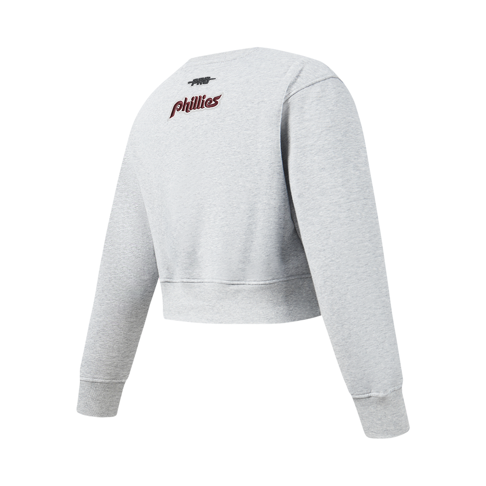 MLB PHILADELPHIA PHILLIES CLASSIC CHENILLE BIG GIRL'S  FLEECE CREWNECK (HEATHER GREY)