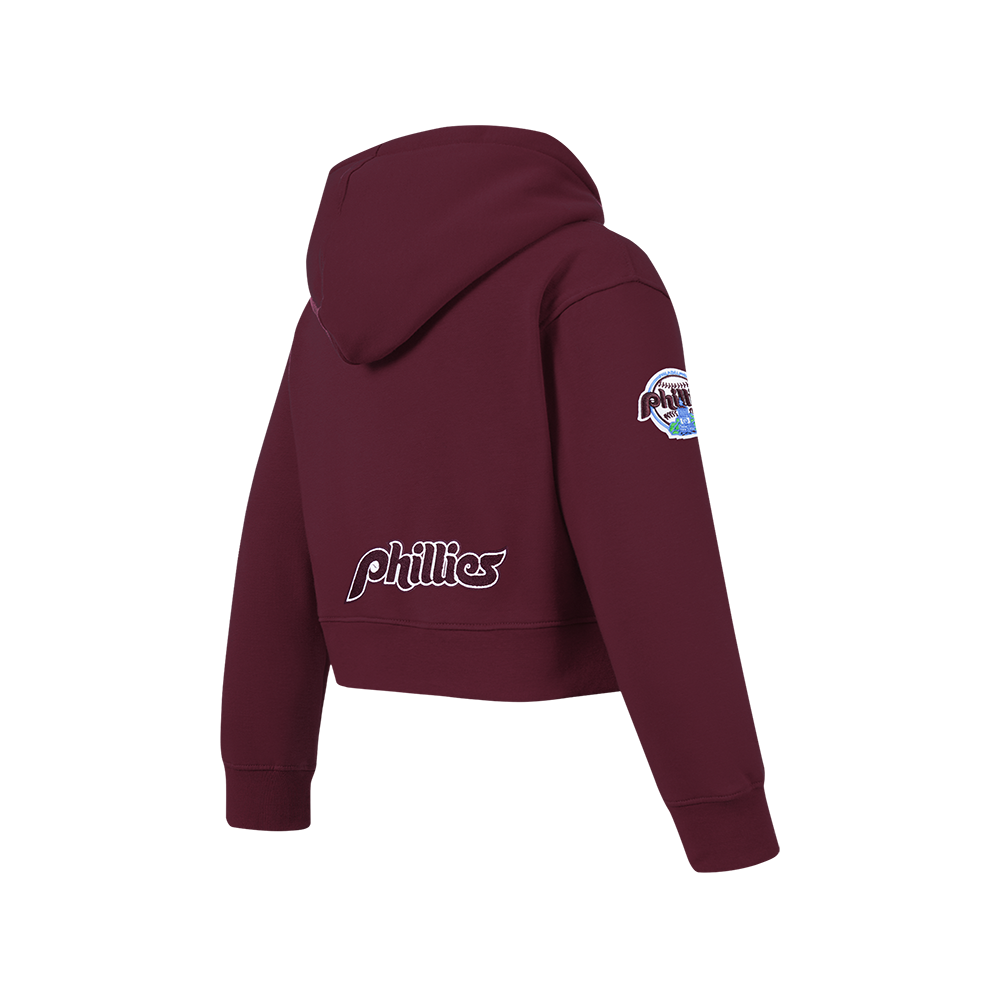 MLB PHILADELPHIA PHILLIES CLASSIC CHENILLE BIG GIRL'S  FLEECE FULL ZIP HOODIE (WINE)