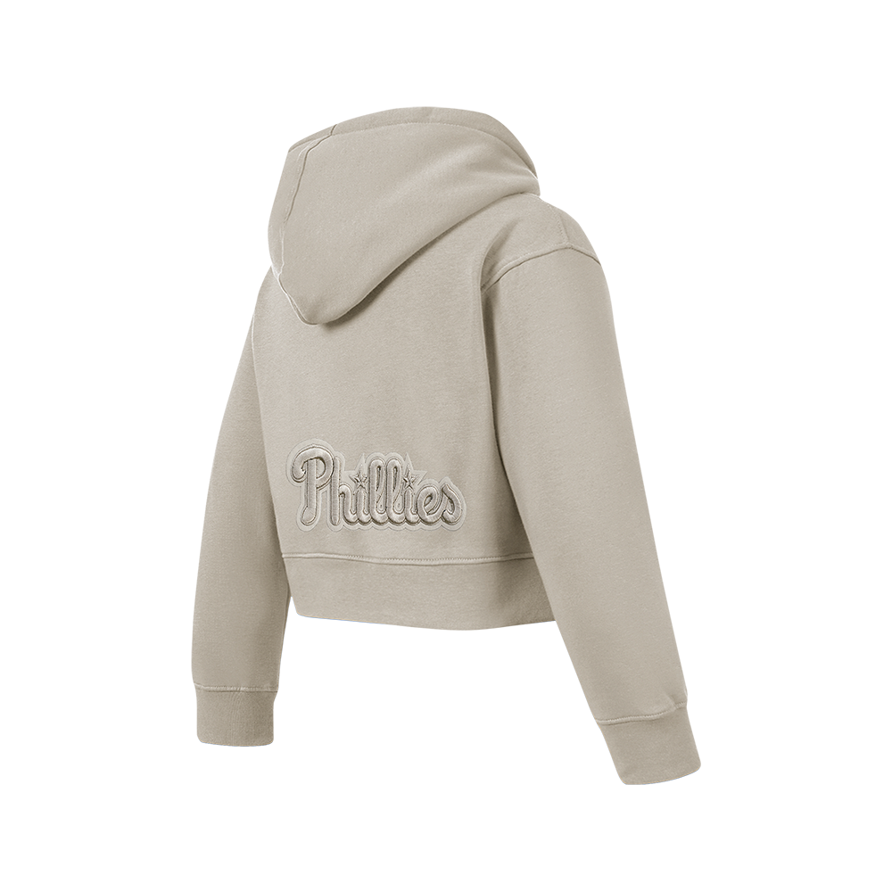 MLB PHILADELPHIA PHILLIES NEUTRAL BIG GIRL'S  FLEECE PO HOODIE (TAUPE)