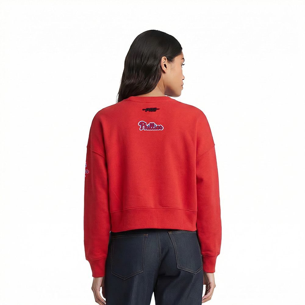 MLB PHILADELPHIA PHILLIES CLASSIC CHENILLE WOMEN'S FLC CREWNECK (RED)