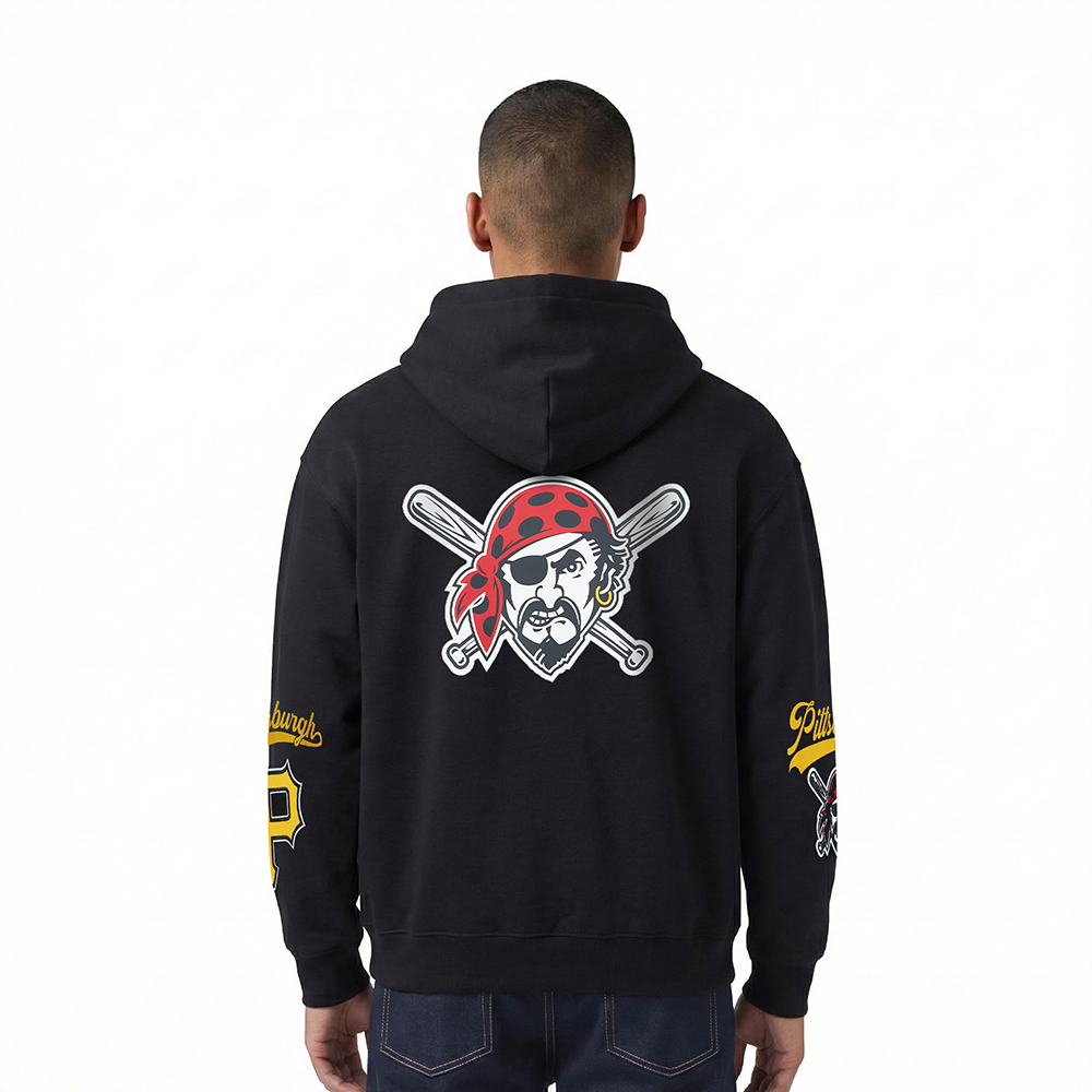 MLB PITTSBURGH PIRATES LIVING LARGE MEN'S DROP SHOULDER FLC PO HOODI (BLACK)