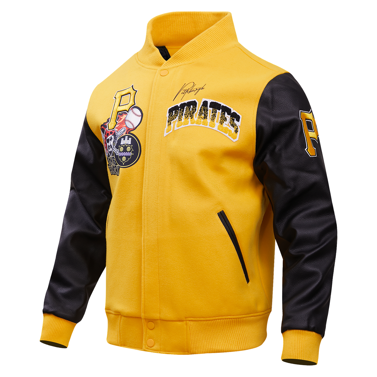 Pittsburgh Steelers Poly Twill Varsity Jacket - Black/Yellow