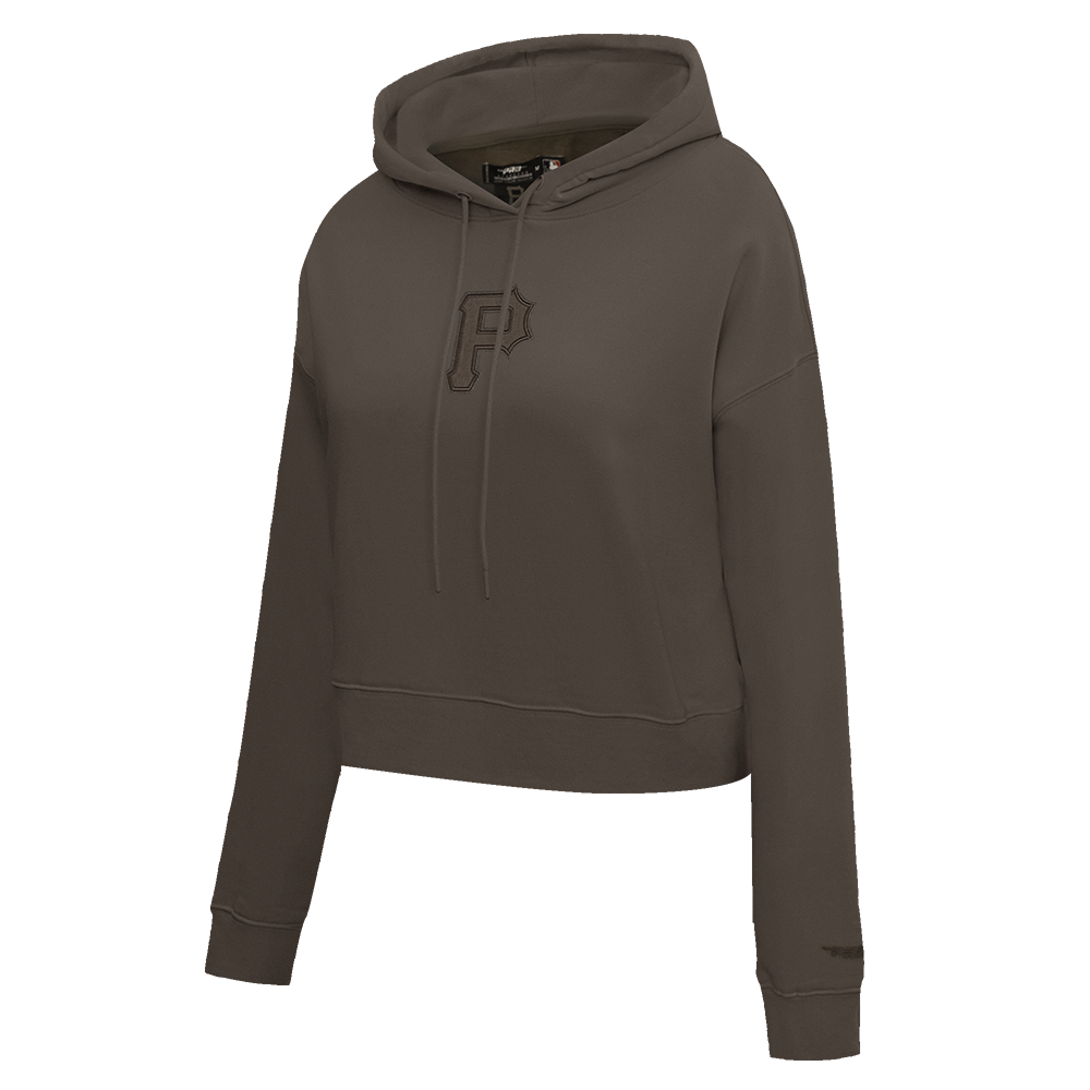 MLB PITTSBURGH PIRATES NEUTRAL CROPPED FLEECE PULLOVER HOODIE (DARK TAUPE)