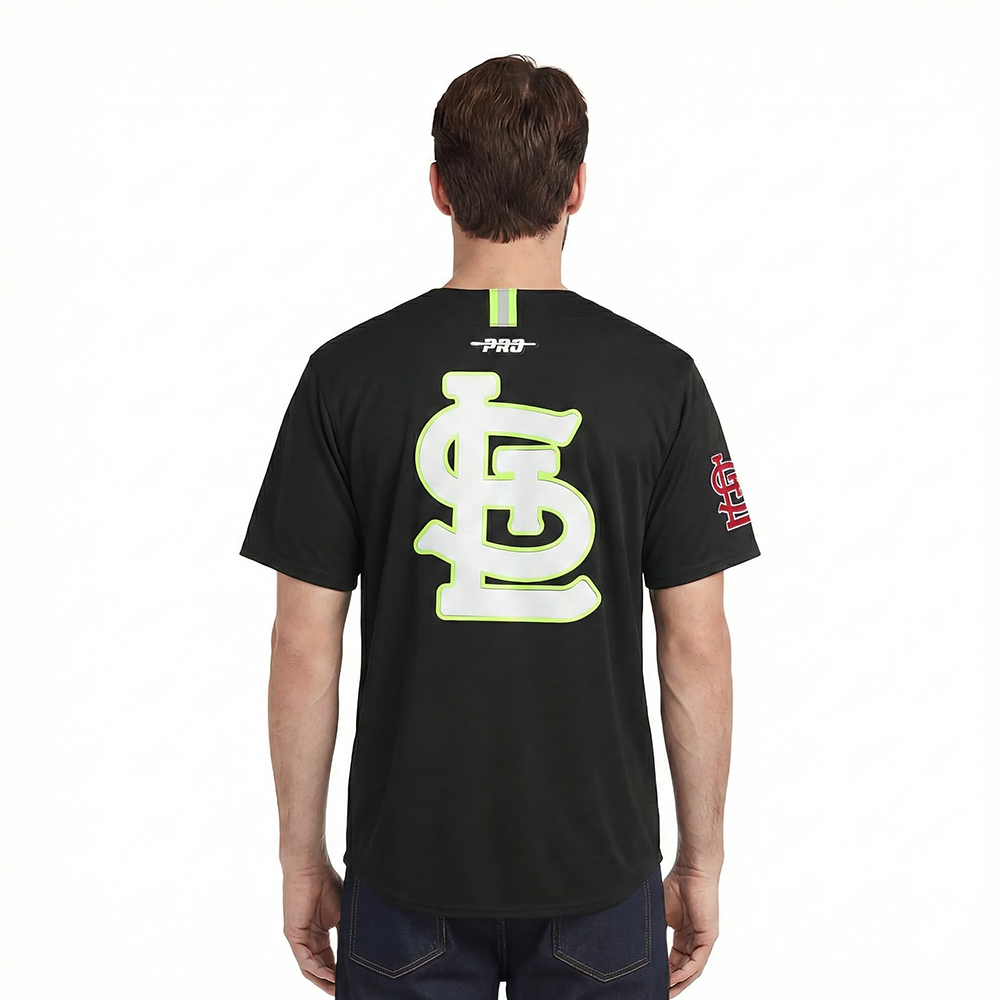 MLB ST. LOUIS CARDINALS UNDER THE LIGHTS MEN'S SINGLE JERSEY TOP (BLACK)