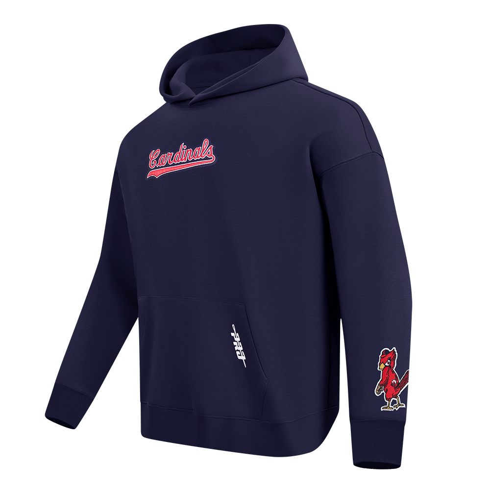 MLB ST. LOUIS CARDINALS WINGSPAN MEN'S DROP SHOULDER FLEECE PULLOVER HOODIE (MIDNIGHT NAVY)