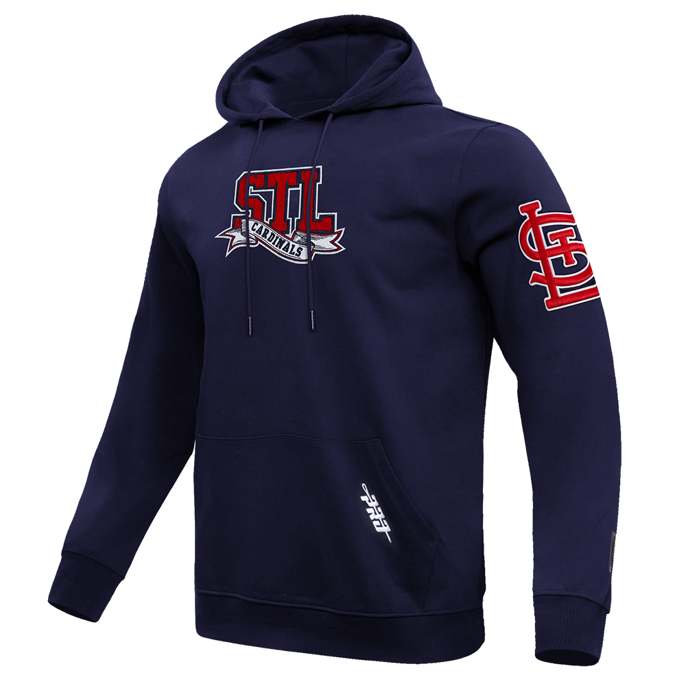 MLB ST. LOUIS CARDINALS TEAM PENNATS MEN'S RIB FLC PO HOODIE (MIDNIGHT NAVY/RED/MIDNIGHT NAVY)