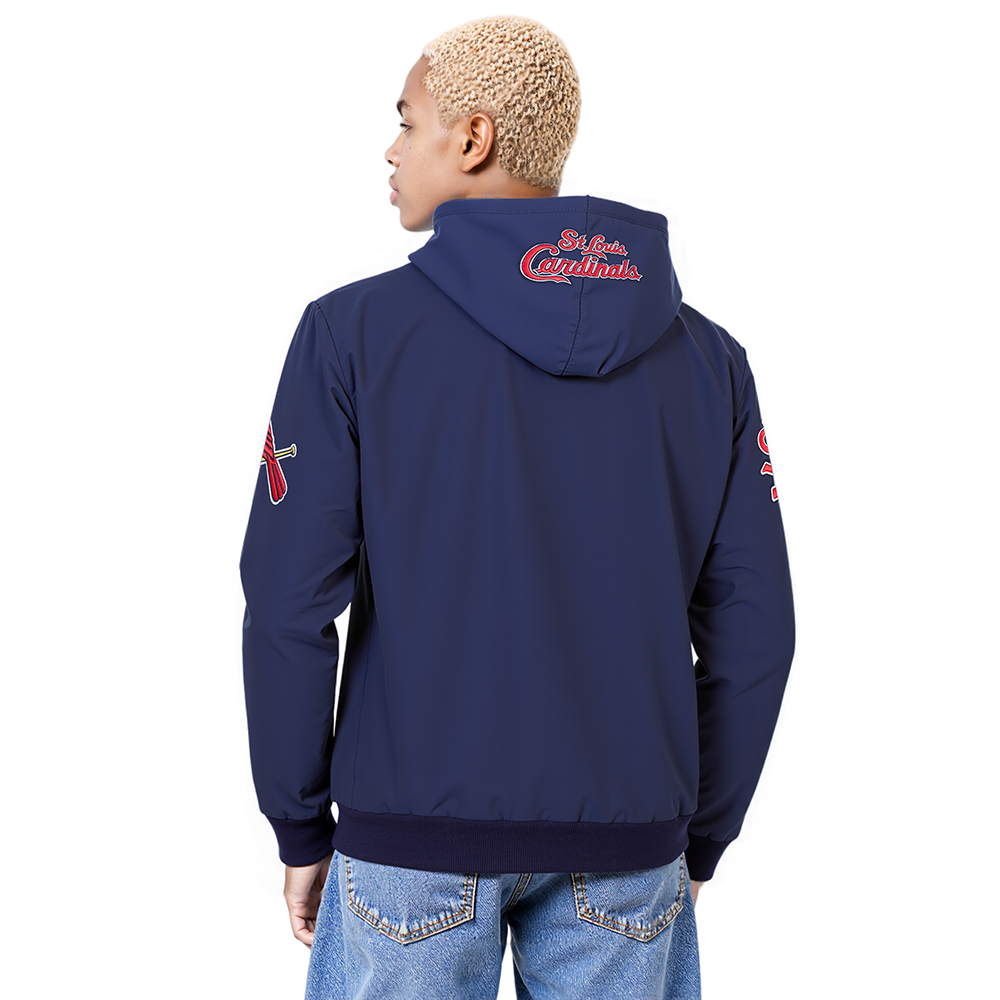 MLB ST. LOUIS CARDINALS CLASSIC WIND SUIT MEN'S WOVEN FULL ZIP PULLOVER HOODIE (MIDNIGHT NAVY)
