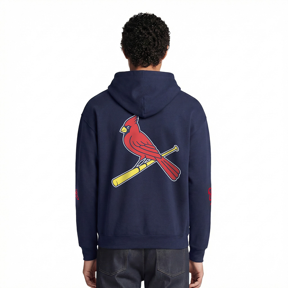 MLB ST. LOUIS CARDINALS LIVING LARGE MEN'S DROP SHOULDER FLC PO HOODIE (MIDNIGHT NAVY)