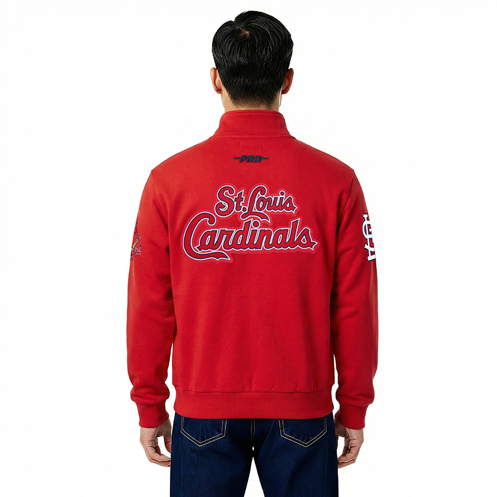 MLB ST. LOUIS CARDINALS CITY ARCH MEN'S FLC 1/4 ZIP (RED)