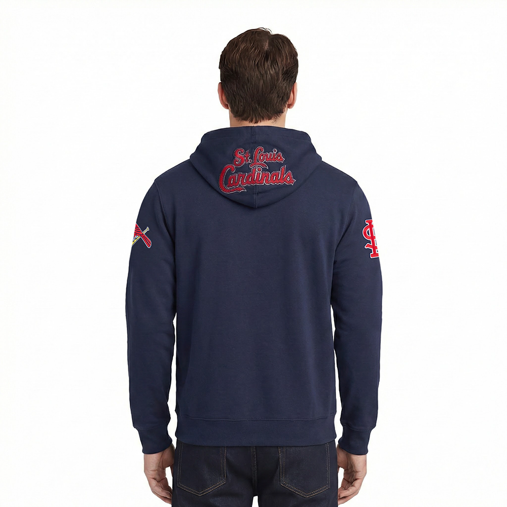 MLB ST. LOUIS CARDINALS CLASSIC CHENILLE MEN'S DK PO HOODIE (MIDNIGHT NAVY)