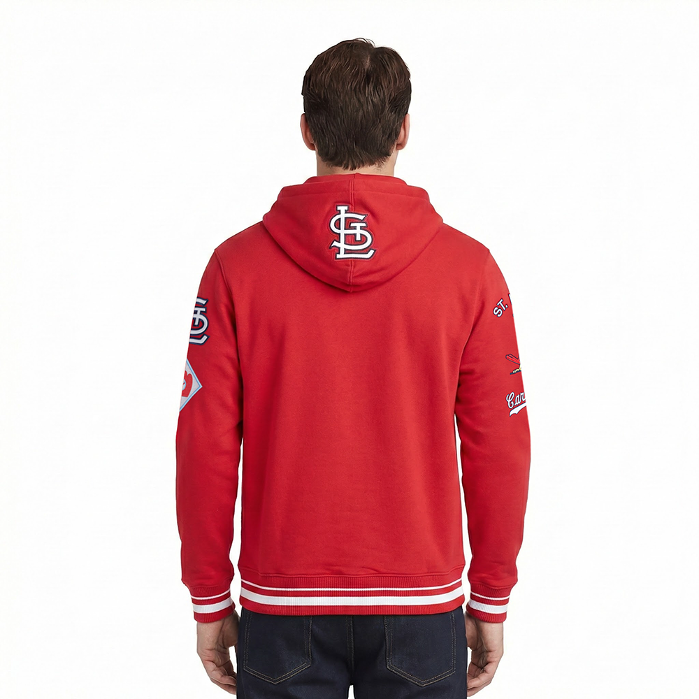 MLB ST. LOUIS CARDINALS RETRO CLASSICS MEN'S RIB FLC PO HOODIE (RED)