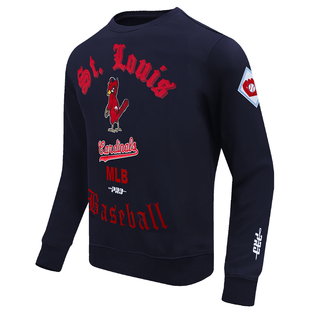 MLB ST. LOUIS CARDINALS OLD ENGLISH MEN'S CREWNECK (MIDNIGHT NAVY)