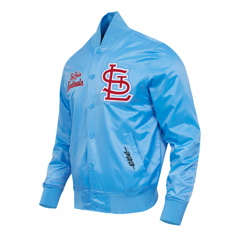 MLB ST. LOUIS CARDINALS SOUVENIR MEN'S SATIN JACKET (UNIVERSITY BLUE)