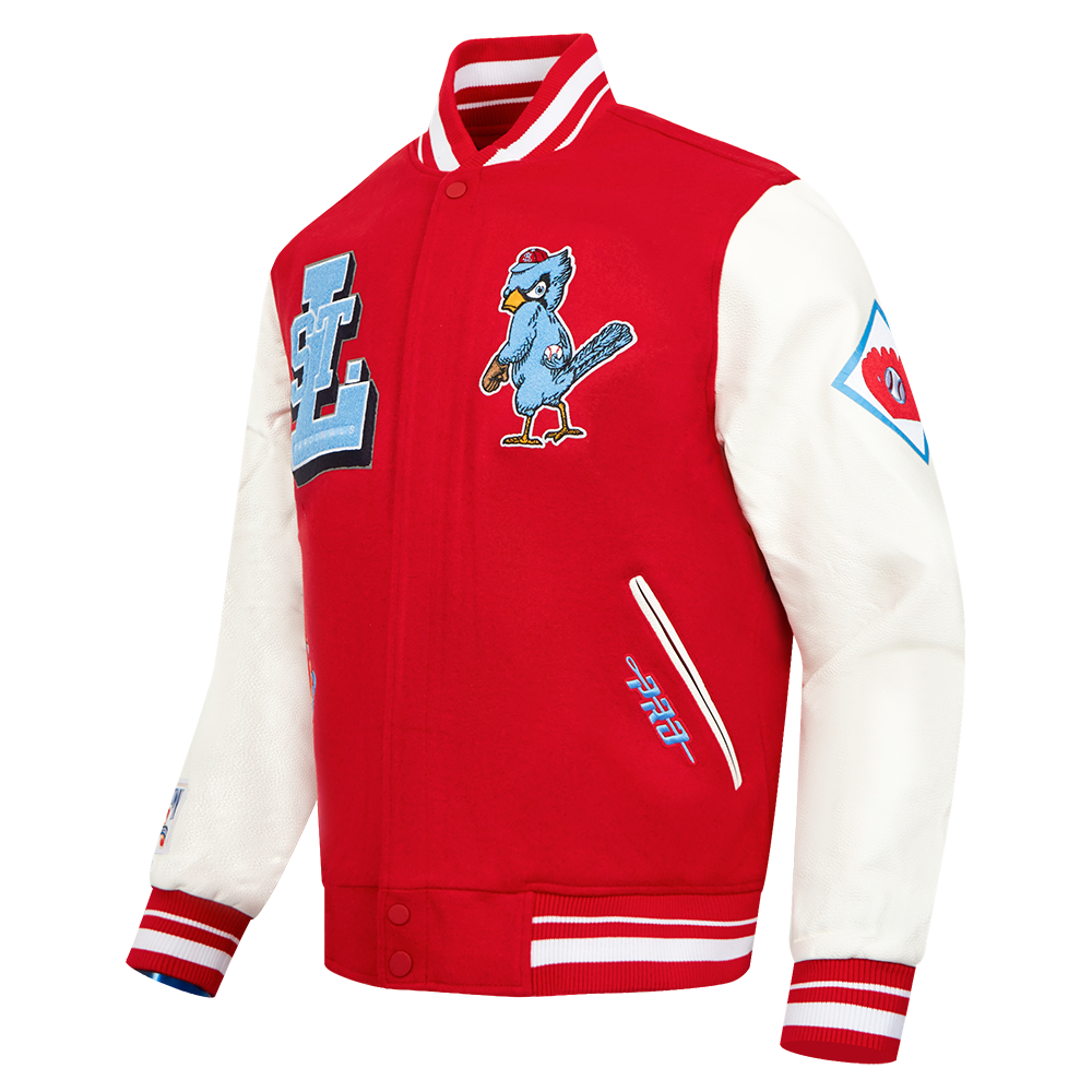 MLB ST. LOUIS CARDINALS BEST OF MEN'S RIB WOOL VARSITY JACKET (RED/WHITE)