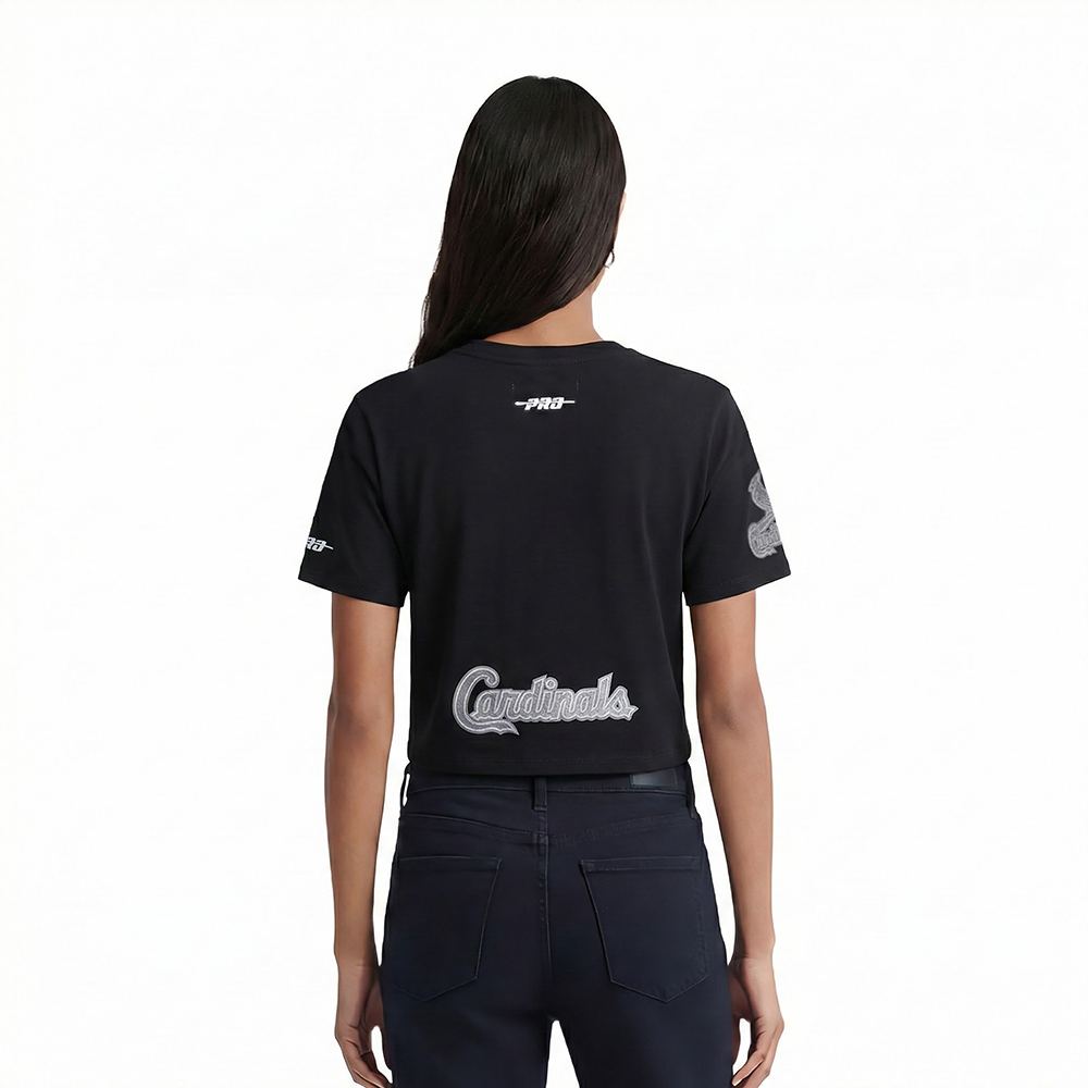 MLB ST. LOUIS CARDINALS REVERSE FRENCH TERRY WOMEN'S SINGLE JERSEY BOXY TOP (BLACK)
