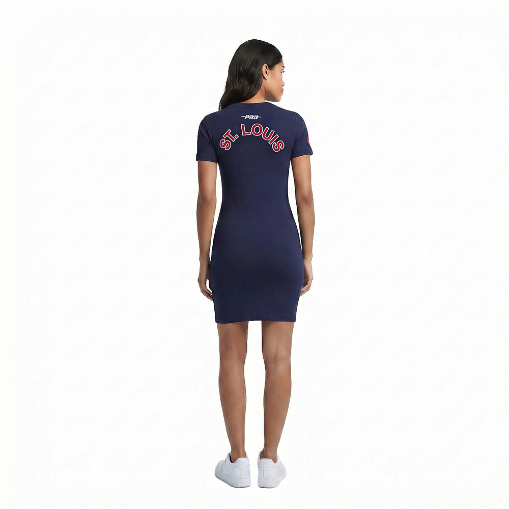 MLB ST. LOUIS CARDINALS CLASSIC CHENILLE WOMEN'S BODYCON DRESS (MIDNIGHT NAVY)