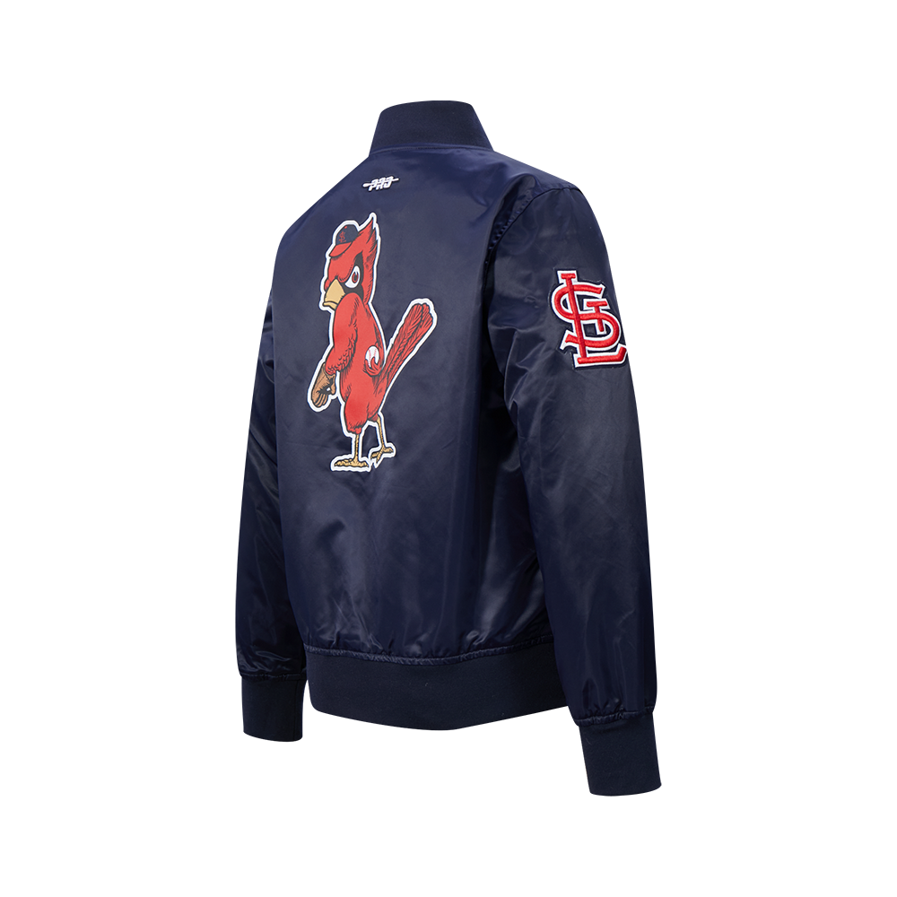 MLB ST. LOUIS CARDINALS CLASSIC CHENILLE BIG BOY'S  SATIN JACKET (MIDNIGHT NAVY)