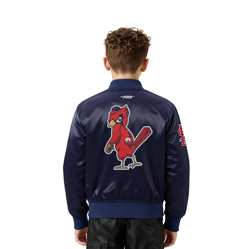 MLB ST. LOUIS CARDINALS CLASSIC CHENILLE LITTLE BOY'S  SATIN JACKET (MIDNIGHT NAVY)