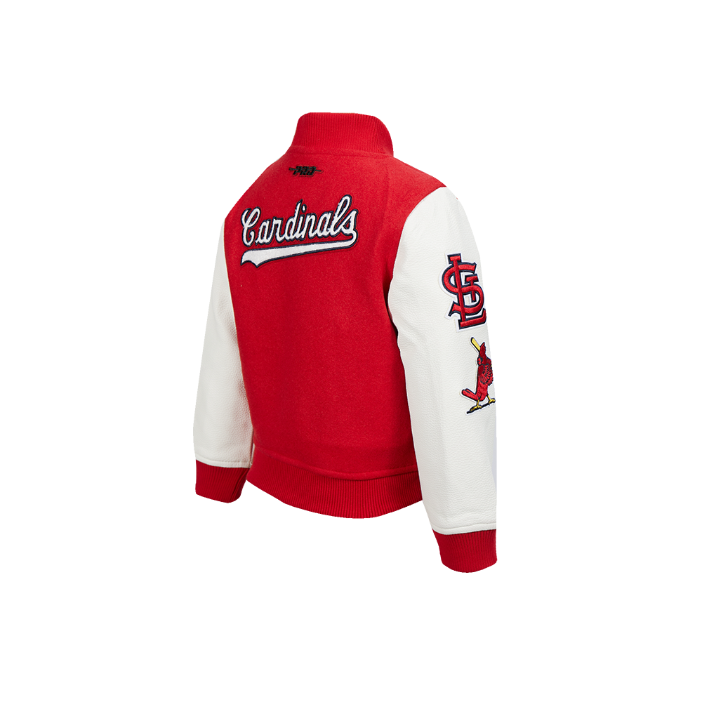 MLB ST. LOUIS CARDINALS CLASSIC CHENILLE TODDLER BOY'S  WOOL VARSITY JACKET (RED/WHITE)