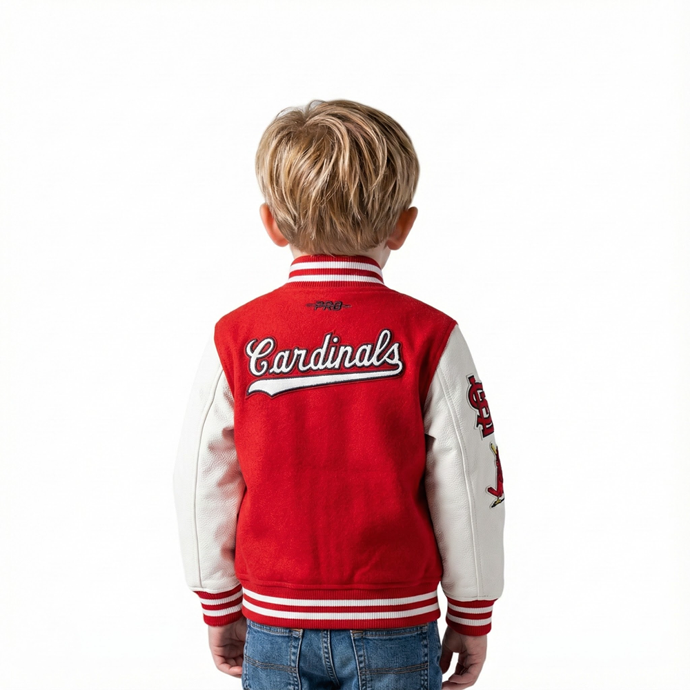 MLB ST. LOUIS CARDINALS CLASSIC CHENILLE TODDLER BOY'S  WOOL VARSITY JACKET (RED/WHITE)