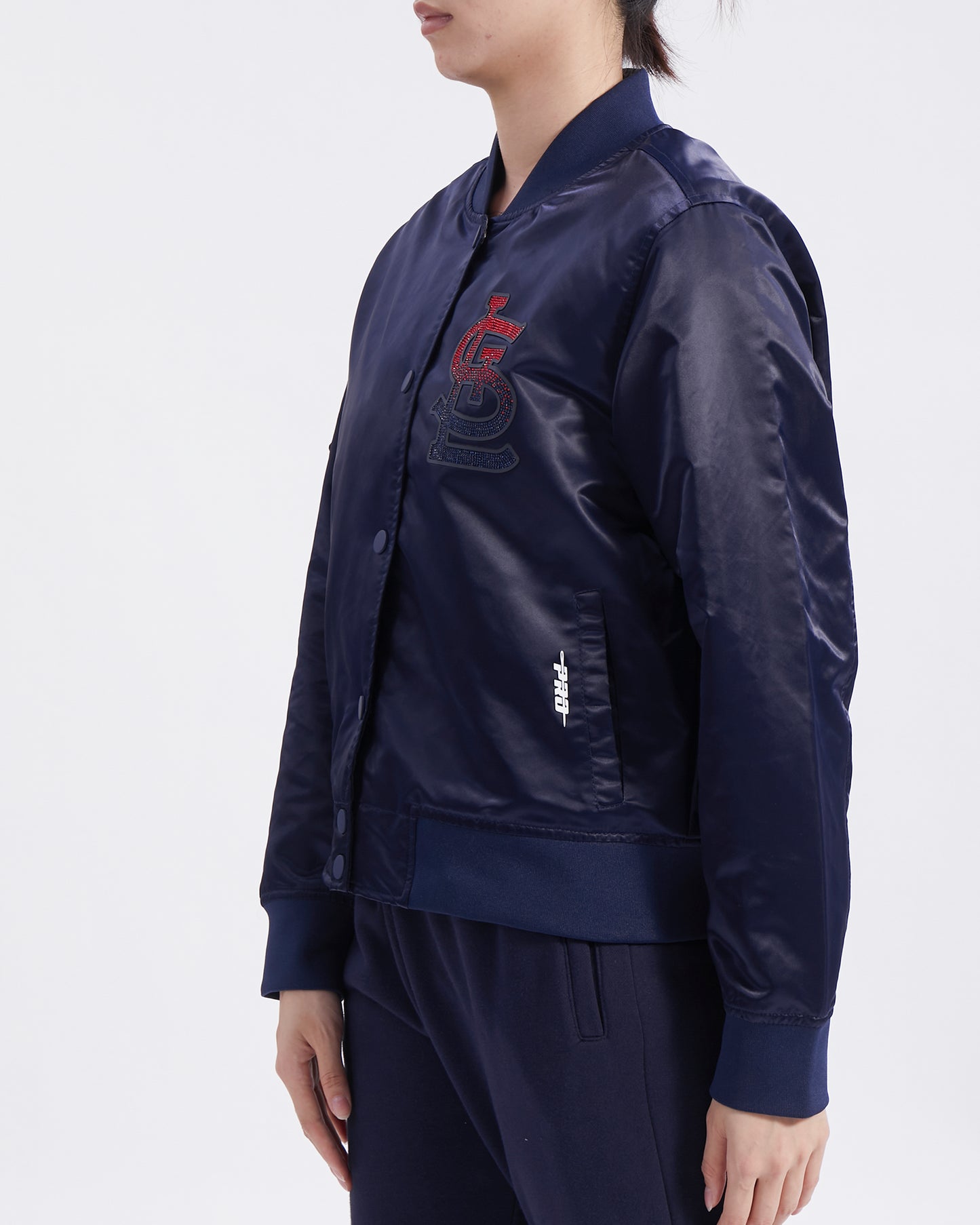 MLB ST. LOUIS CARDINALS JEWELS W SATIN JACKET (MIDNIGHT NAVY)
