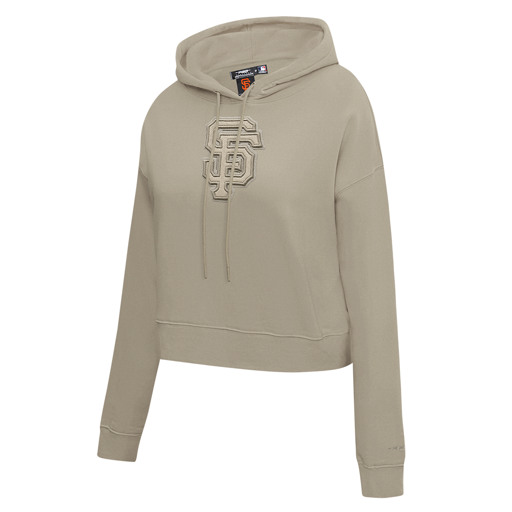 MLB SAN FRANCISCO GIANTS NEUTRAL WOMEN'S CROPPED PULLOVER HOODIE (TAUPE)