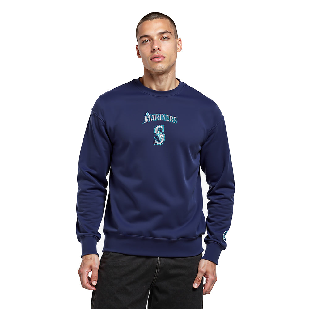 MLB SEATTLE MARINERS WINGSPAN MEN'S DROP SHOULDER FLC CREWNECK (MIDNIGHT NAVY)