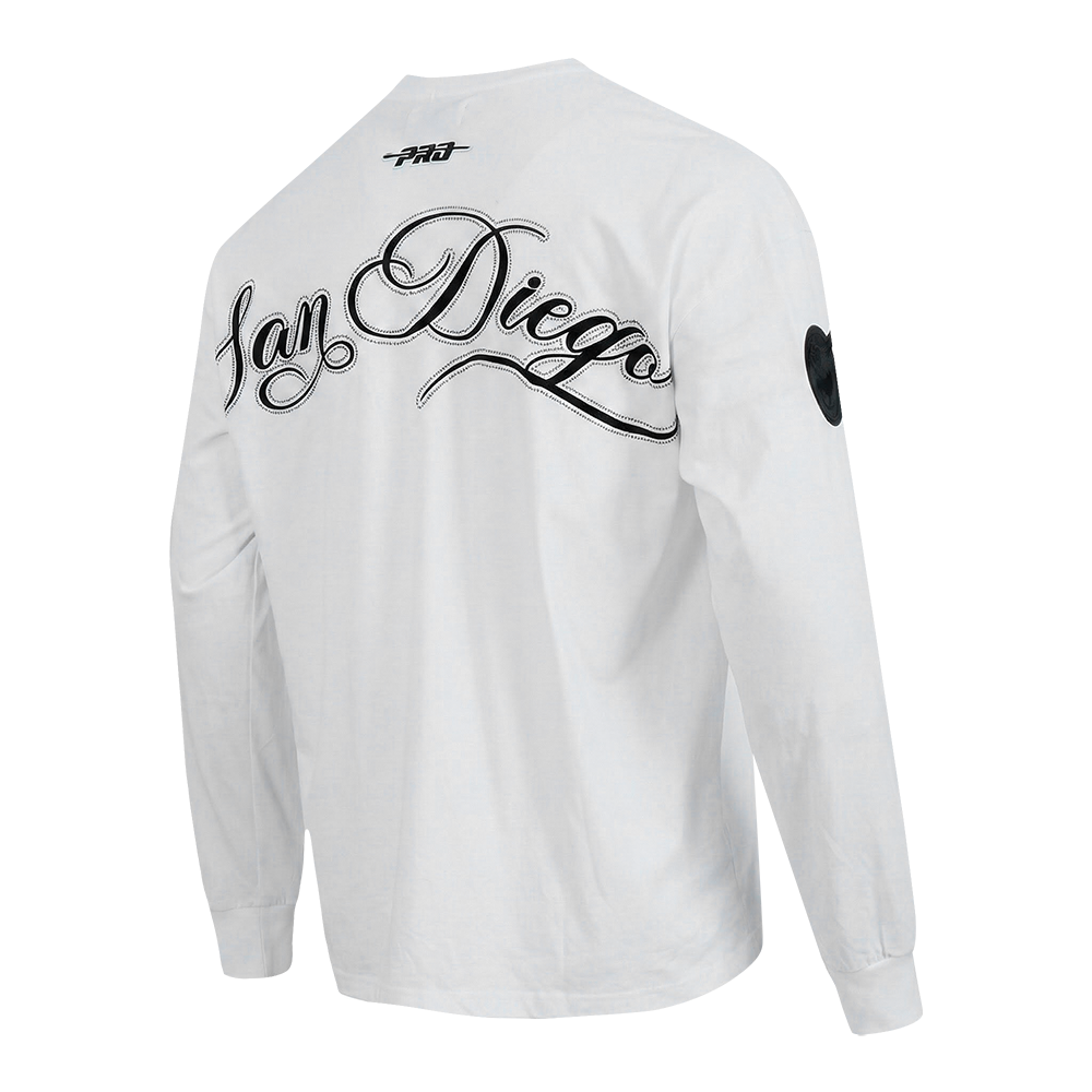 MLB SAN DIEGO PADRES BLACKOUT MEN'S DROP SHOULDER LS TOP (WHITE)