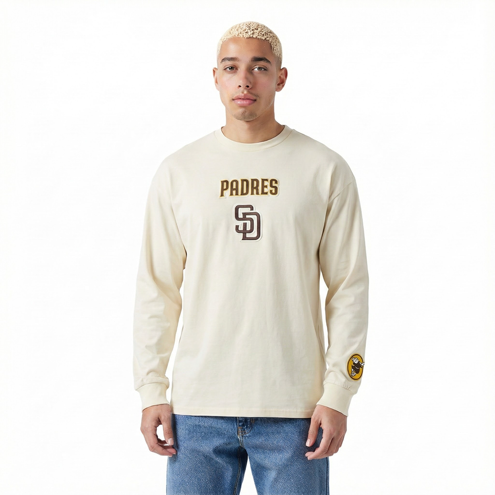 MLB SAN DIEGO PADRES WINGSPAN MEN'S DROP SHOULDER LS TEE (EGGSHELL)