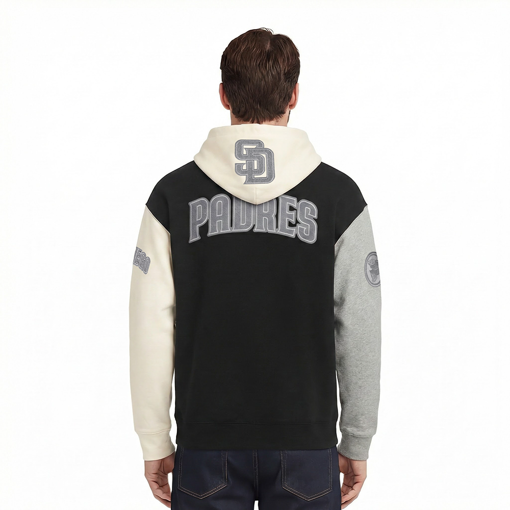 MLB SAN DIEGO PADRES REVERSE FRENCH TERRY MEN'S COLOR BLOCK FLEECE PULLOVER HOODIE