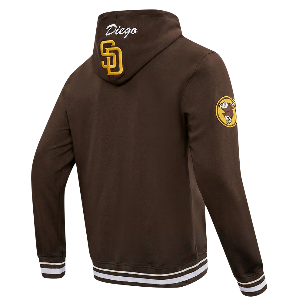 MLB SAN DIEGO PADRES TEAM BADGE MEN'S RIB FLC PO HOODIE (BROWN)
