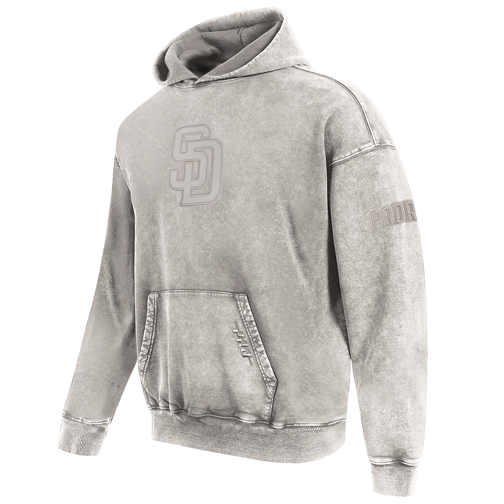 MLB SAN DIEGO PADRES WASHED CLASSIC MEN'S ENZYME WASH DROP SHOULDER FT PO HOODIE (WASHED WARM SLATE)