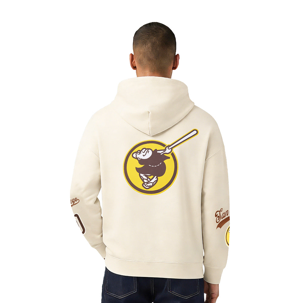 MLB SAN DIEGO PADRES LIVING LARGE MEN'S DROP SHOULDER FLC PO HOODIE (EGGSHELL)