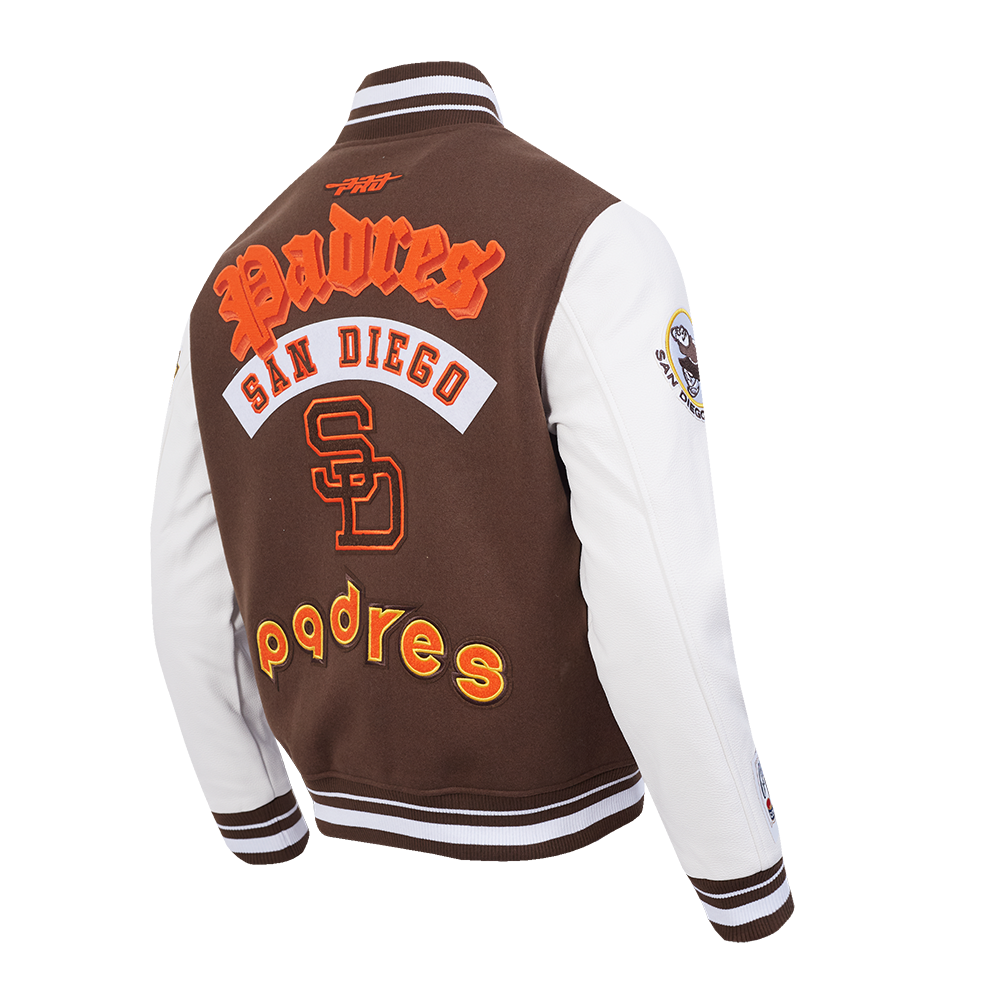 MLB SAN DIEGO PADRES BEST OF MEN'S RIB WOOL VARSITY JACKET (BROWN/WHITE)