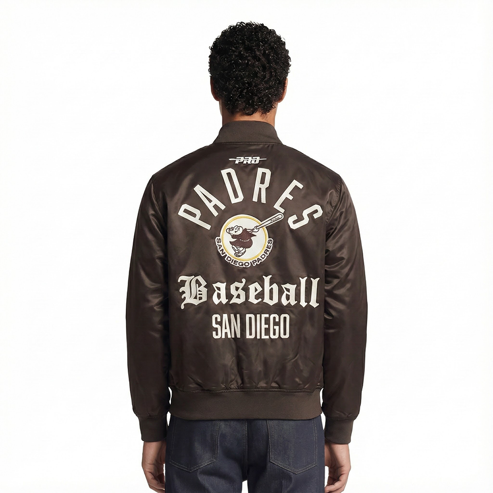 MLB SAN DIEGO PADRES MODERN ORIGINALS MEN'S SATIN JACKET (BROWN)