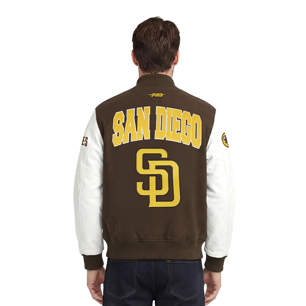 MLB SAN DIEGO PADRES CITY ARCH MEN'S WOOL VARSITY JACKET (BROWN/WHITE)