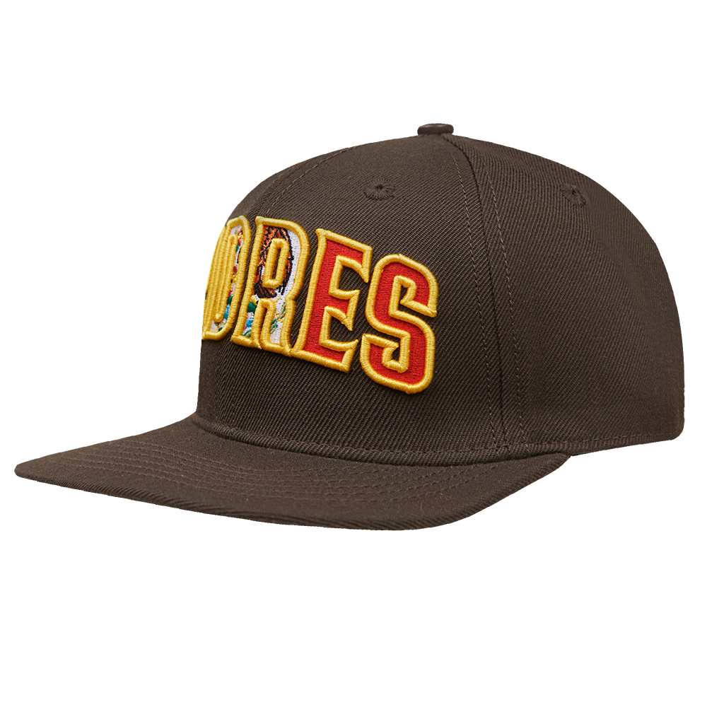 MLB SAN DIEGO PADRES MEXICO WORDMARK LOGO WOOL UNISEX SNAPBACK HAT (BROWN)