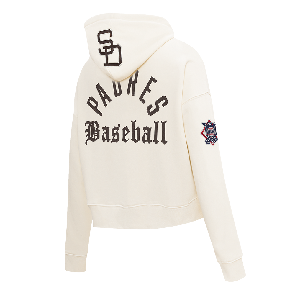 MLB SAN DIEGO PADRES MODERN ORIGINALS WOMEN'S FLC CROPPED PO HOODIE (EGGSHELL)