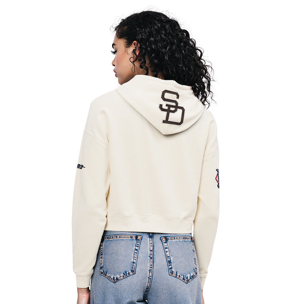 MLB SAN DIEGO PADRES MODERN ORIGINALS WOMEN'S FLC CROPPED PO HOODIE (EGGSHELL)