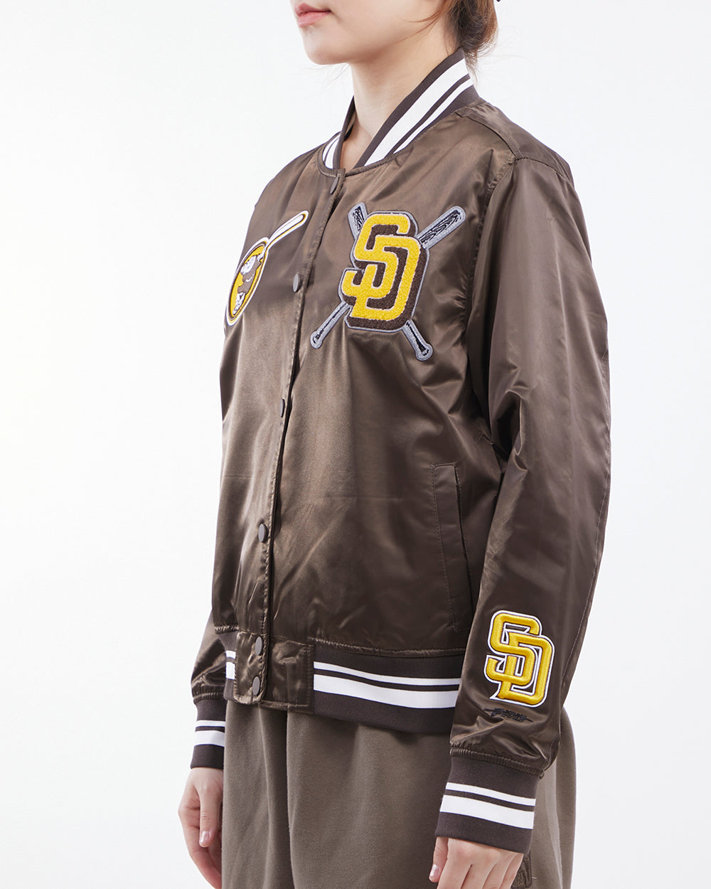 MLB SAN DIEGO PADRES MASHUP WOMEN'S RIB SATIN JACKET (BROWN) – Pro 